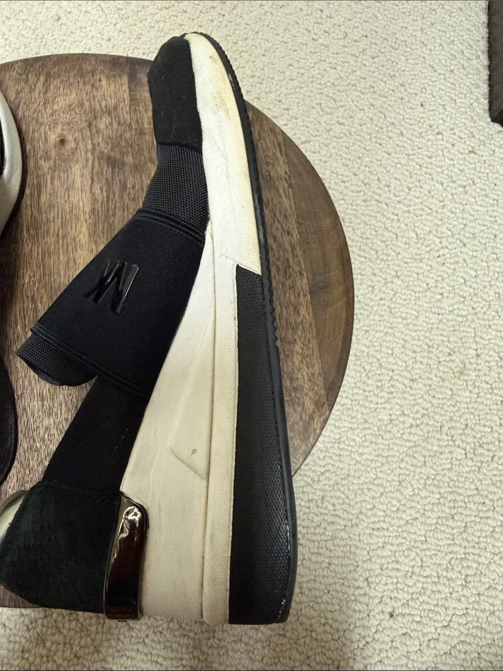 Michael Kors Black Slip-On Sneakers with Metallic Gold Heel